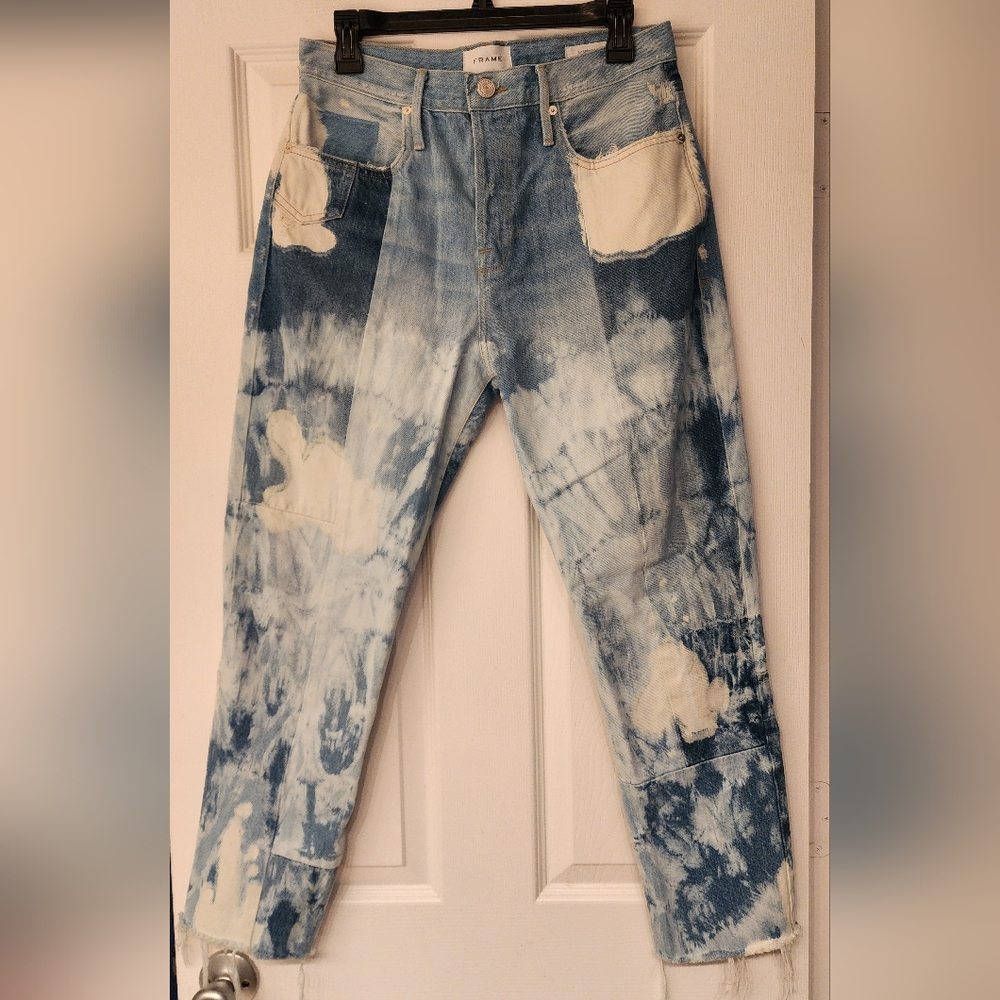 FRAME Le Original Bleached High Waist Straight Leg Jeans In Fresco Size 28 - Picture 3 of 16